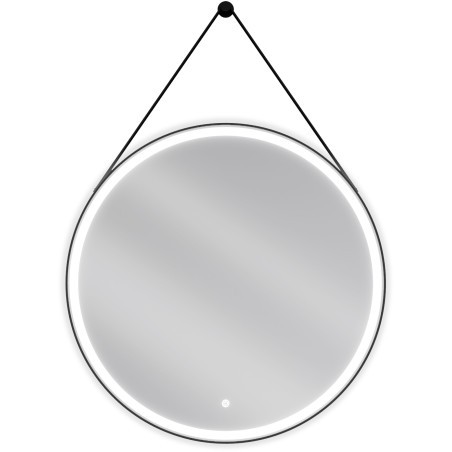 Mexen Reni podsvícené koupelnové zrcadlo, Kulaté 80 cm, LED 6000K, ventilátor, Černá rama - 9812-080-080-611-70