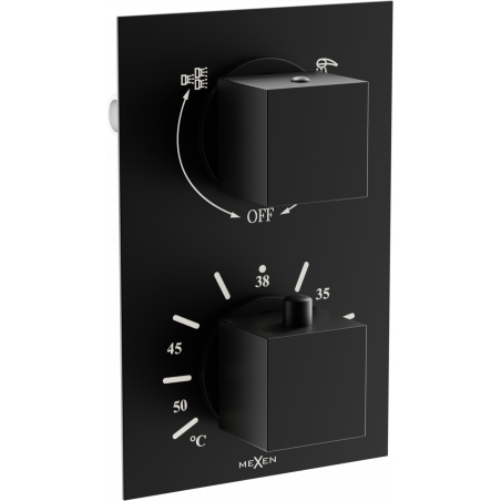 Mexen Cube termostatická vanovo-sprchová baterie 2 cestná, Černá - 77502-70