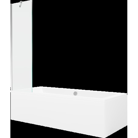 Mexen Cube obdélníková vana 170 x 80 cm s pláštěm 1-křídlovou zástěnou 50 cm, Průhledné, Chromovaná - 550517080X9505000001