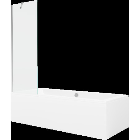 Mexen Cube obdélníková vana 170 x 80 cm s pláštěm 1-křídlovou zástěnou 60 cm, Průhledné, Chromovaná - 550517080X9506000001