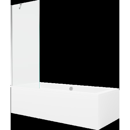 Mexen Cube obdélníková vana 170 x 80 cm s pláštěm 1-křídlovou zástěnou 70 cm, Průhledné, Chromovaná - 550517080X9507000001