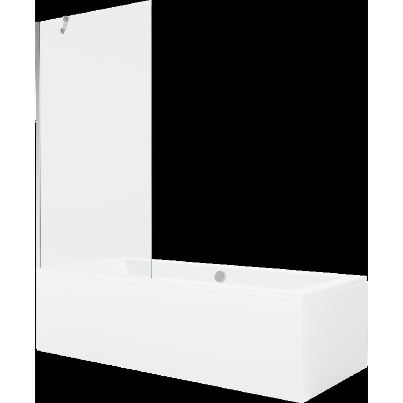 Mexen Cube obdélníková vana 170 x 80 cm s pláštěm 1-křídlovou zástěnou 90 cm, Průhledné, Chromovaná - 550517080X9509000001