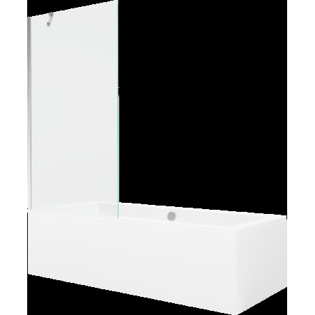 Mexen Cube obdélníková vana 170 x 80 cm s pláštěm 1-křídlovou zástěnou 90 cm, Průhledné, Chromovaná - 550517080X9509000001