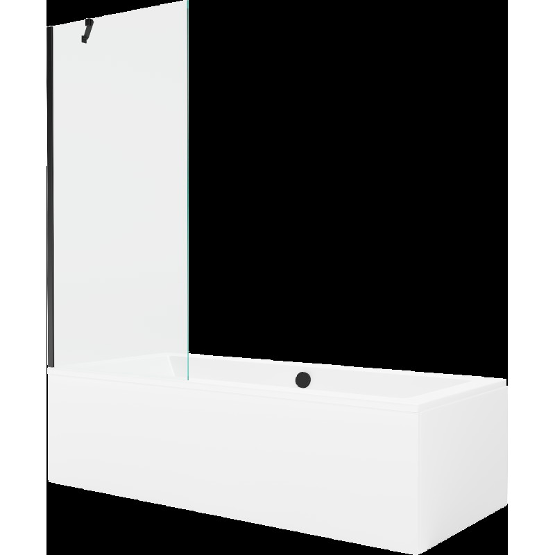 Mexen Cube obdélníková vana 180 x 80 cm s pláštěm 1-křídlovou zástěnou 80 cm, Průhledné, Černá - 550518080X9508000070