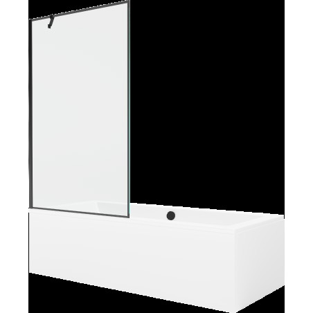 Mexen Cube obdélníková vana 180 x 80 cm s pláštěm 1-křídlovou zástěnou 100 cm, Černý vzor - 550518080X9510007070