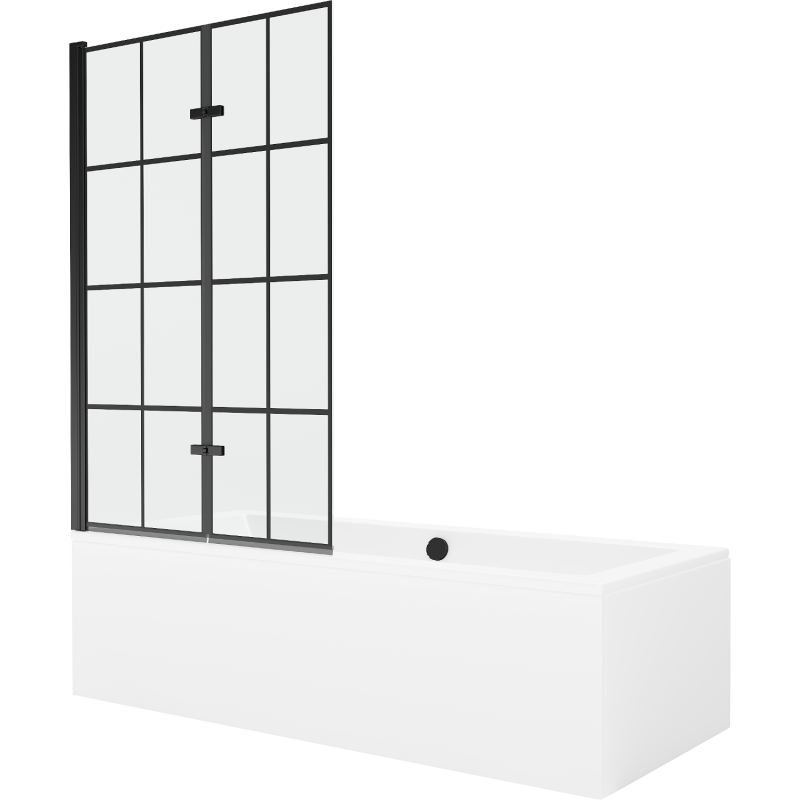 Mexen Cube obdélníková vana 170 x 80 cms pláštěm 2-křídlovou zástěnou 100 cm, Černý vzor - 550517080X9210027077