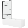 Mexen Cube obdélníková vana 170 x 80 cms pláštěm 2-křídlovou zástěnou 100 cm, Černý vzor - 550517080X9210027077