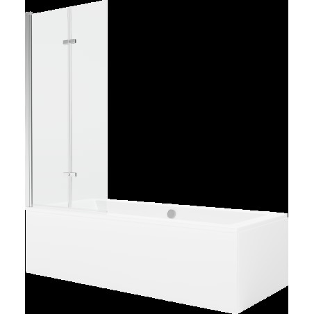 Mexen Cube obdélníková vana 180 x 80 cms pláštěm 2-křídlovou zástěnou 80 cm, Průhledné, Chromovaná - 550518080X9208020100