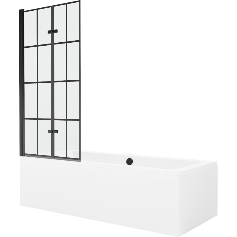 Mexen Cube obdélníková vana 180 x 80 cms pláštěm 2-křídlovou zástěnou 80 cm, Černý vzor - 550518080X92080027077