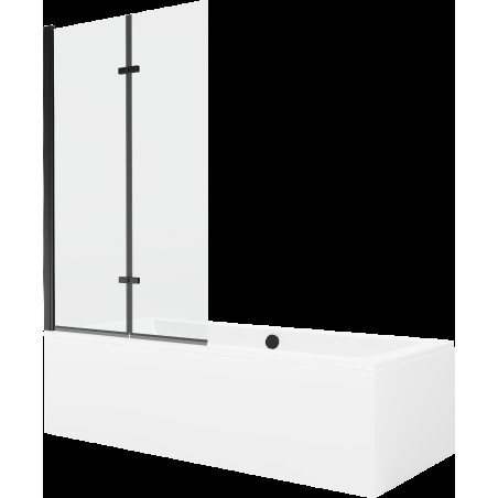 Mexen Cube obdélníková vana 180 x 80 cms pláštěm 2-křídlovou zástěnou 100 cm, Průhledné, Černá - 550518080X9210027000