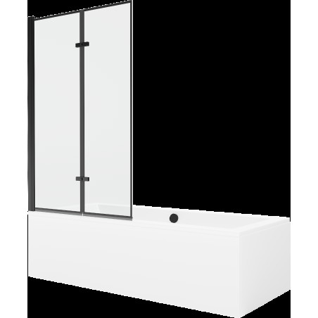 Mexen Cube obdélníková vana 180 x 80 cms pláštěm 2-křídlovou zástěnou 100 cm, Černý vzor - 550518080X92100027070