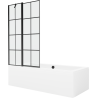 Mexen Cube obdélníková vana 170 x 80 cm s pláštěm 1-křídlovou zástěnou 100 cm, Černý vzor - 550517080X9410117077