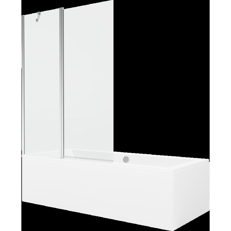 Mexen Cube obdélníková vana 170 x 80 cm s pláštěm 1-křídlovou zástěnou 120 cm, Průhledné, Chromovaná - 550517080X9412110100