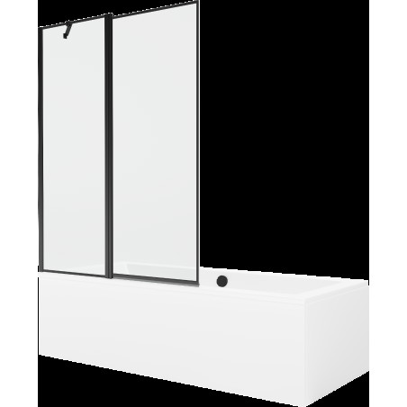 Mexen Cube obdélníková vana 170 x 80 cm s pláštěm 1-křídlovou zástěnou 120 cm, Černý vzor - 550517080X9412117070