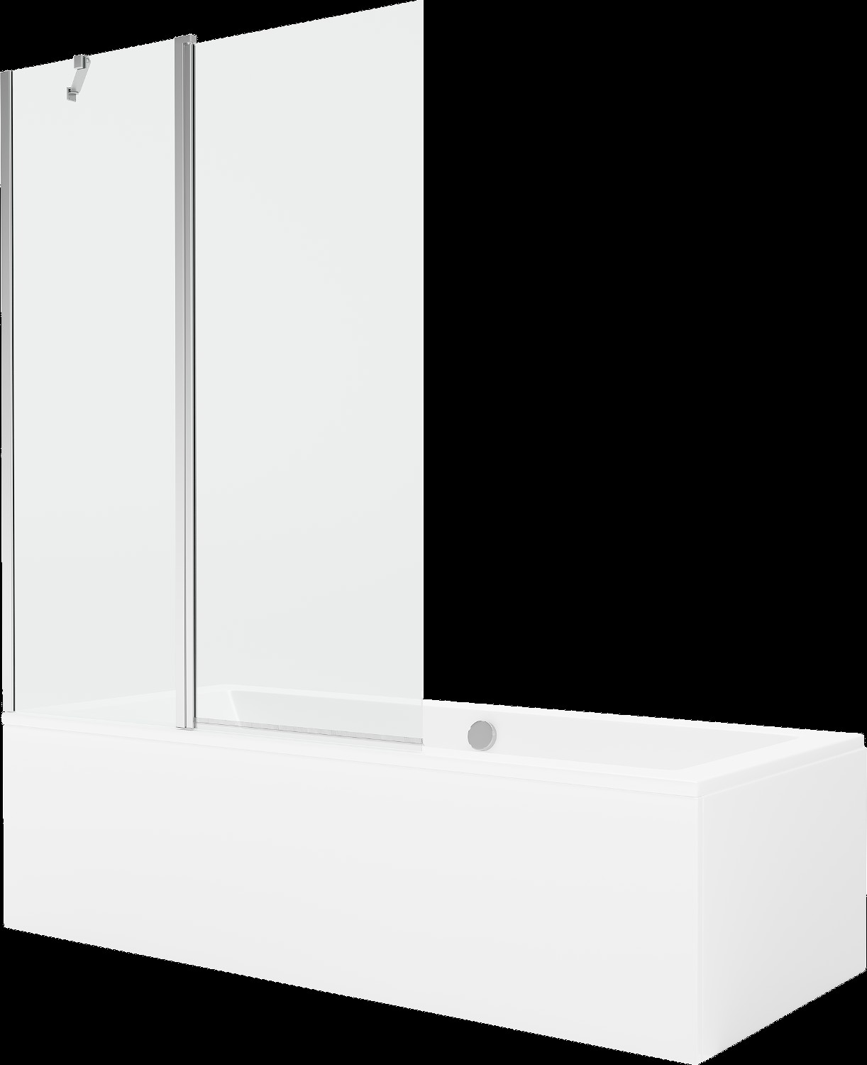 Mexen Cube obdélníková vana 180 x 80 cm s pláštěm 1-křídlovou zástěnou 120 cm, Průhledné, Chromovaná - 550518080X9412110100