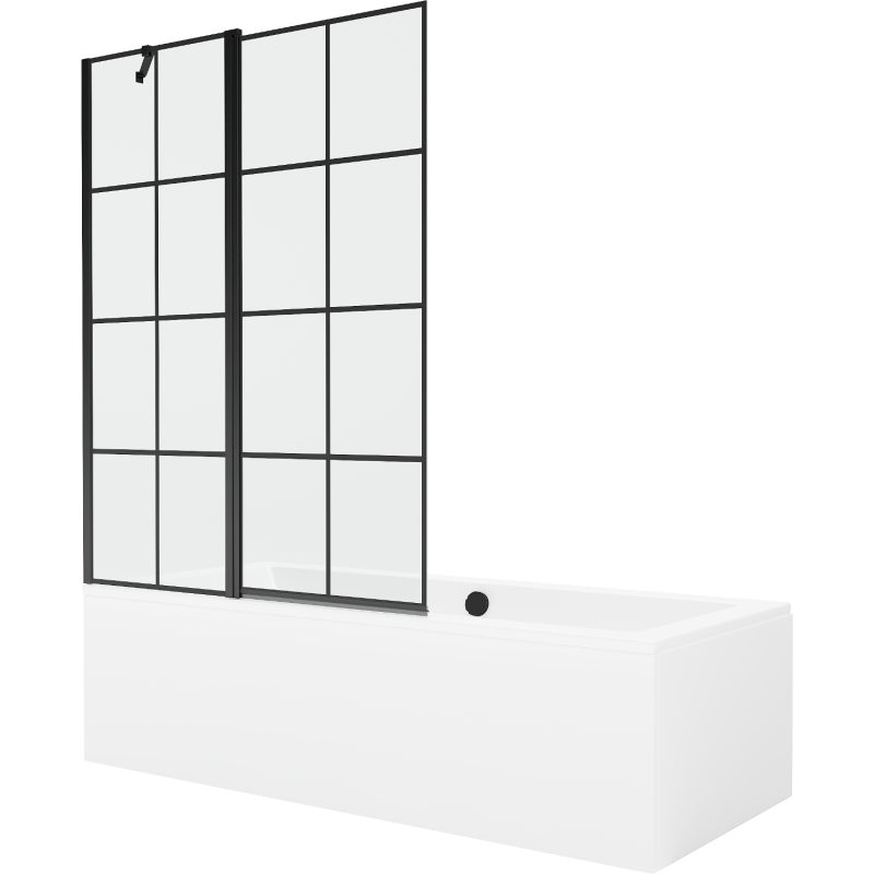 Mexen Cube obdélníková vana 180 x 80 cm s pláštěm 1-křídlovou zástěnou 120 cm, Černý vzor - 550518080X9412117077