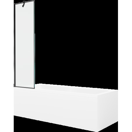 Mexen Cubik obdélníková vana 150 x 70 cm s pláštěm 1-křídlovou zástěnou 50 cm, Černý vzor - 550315070X9505007070