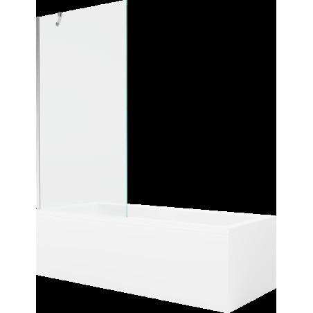 Mexen Cubik obdélníková vana 150 x 70 cm s pláštěm 1-křídlovou zástěnou 90 cm, Průhledné, Chromovaná - 550315070X9509000001