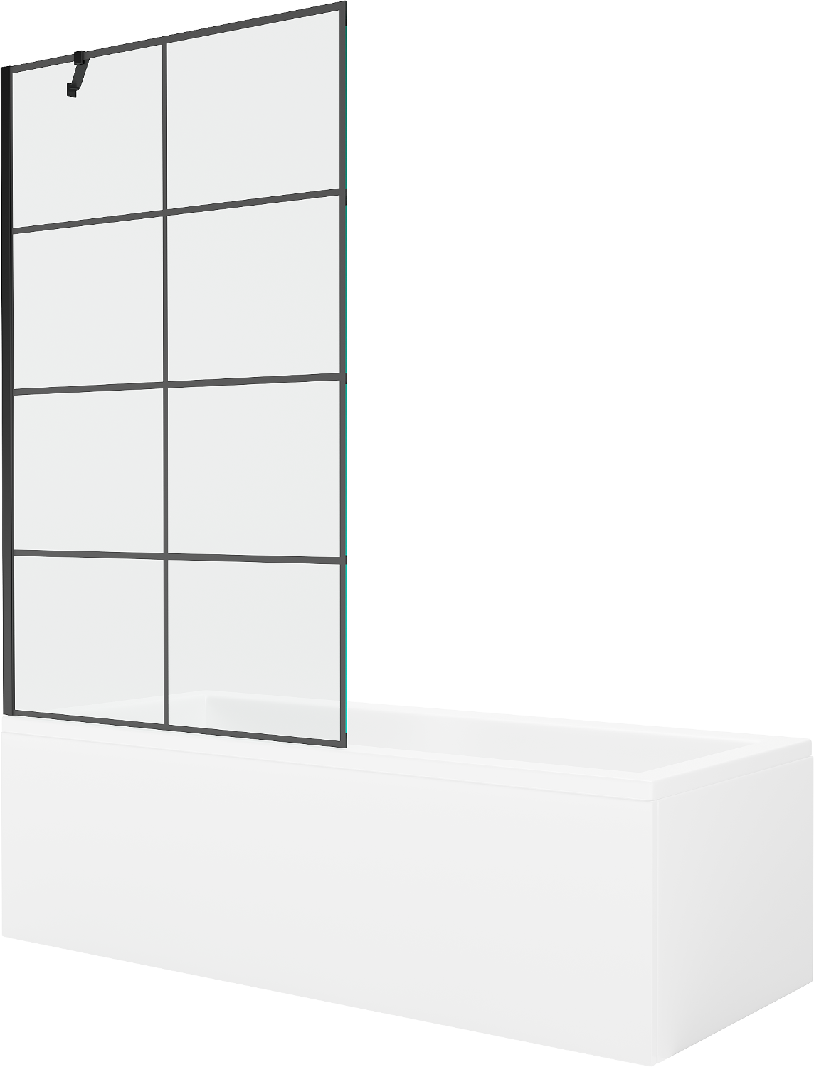 Mexen Cubik obdélníková vana 150 x 70 cm s pláštěm 1-křídlovou zástěnou 100 cm, Černý vzor - 550315070X9510007077