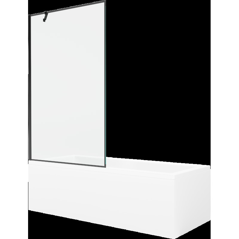 Mexen Cubik obdélníková vana 150 x 70 cm s pláštěm 1-křídlovou zástěnou 100 cm, Černý vzor - 550315070X9510007070