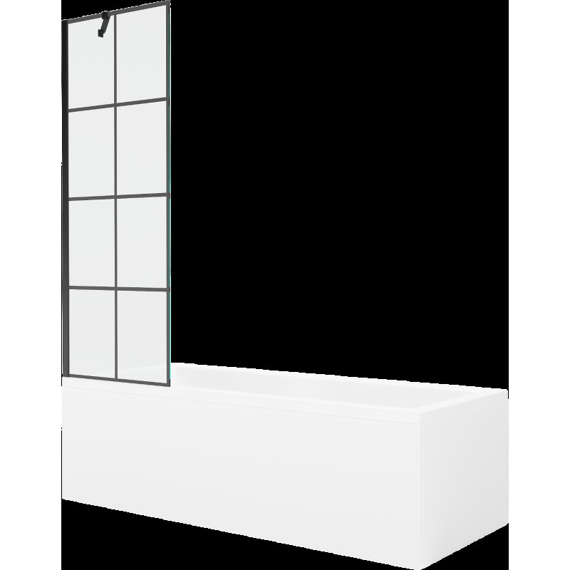 Mexen Cubik obdélníková vana 160 x 70 cm s pláštěm 1-křídlovou zástěnou 60 cm, Černý vzor - 550316070X9506007077