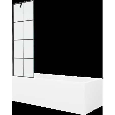 Mexen Cubik obdélníková vana 160 x 70 cm s pláštěm 1-křídlovou zástěnou 60 cm, Černý vzor - 550316070X9506007077