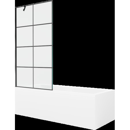 Mexen Cubik obdélníková vana 160 x 70 cm s pláštěm 1-křídlovou zástěnou 90 cm, Černý vzor - 550316070X9509007077