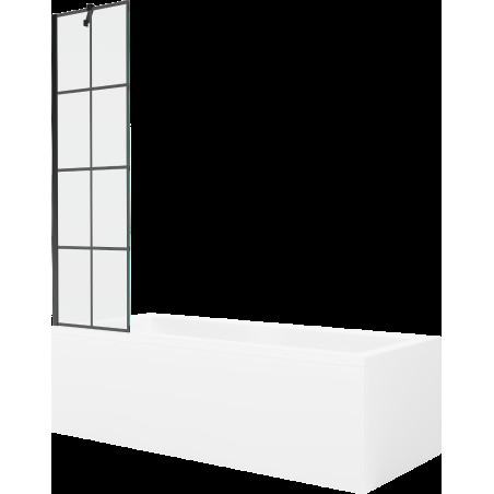 Mexen Cubik obdélníková vana 170 x 70 cm s pláštěm 1-křídlovou zástěnou 50 cm, Černý vzor - 550317070X9505007077