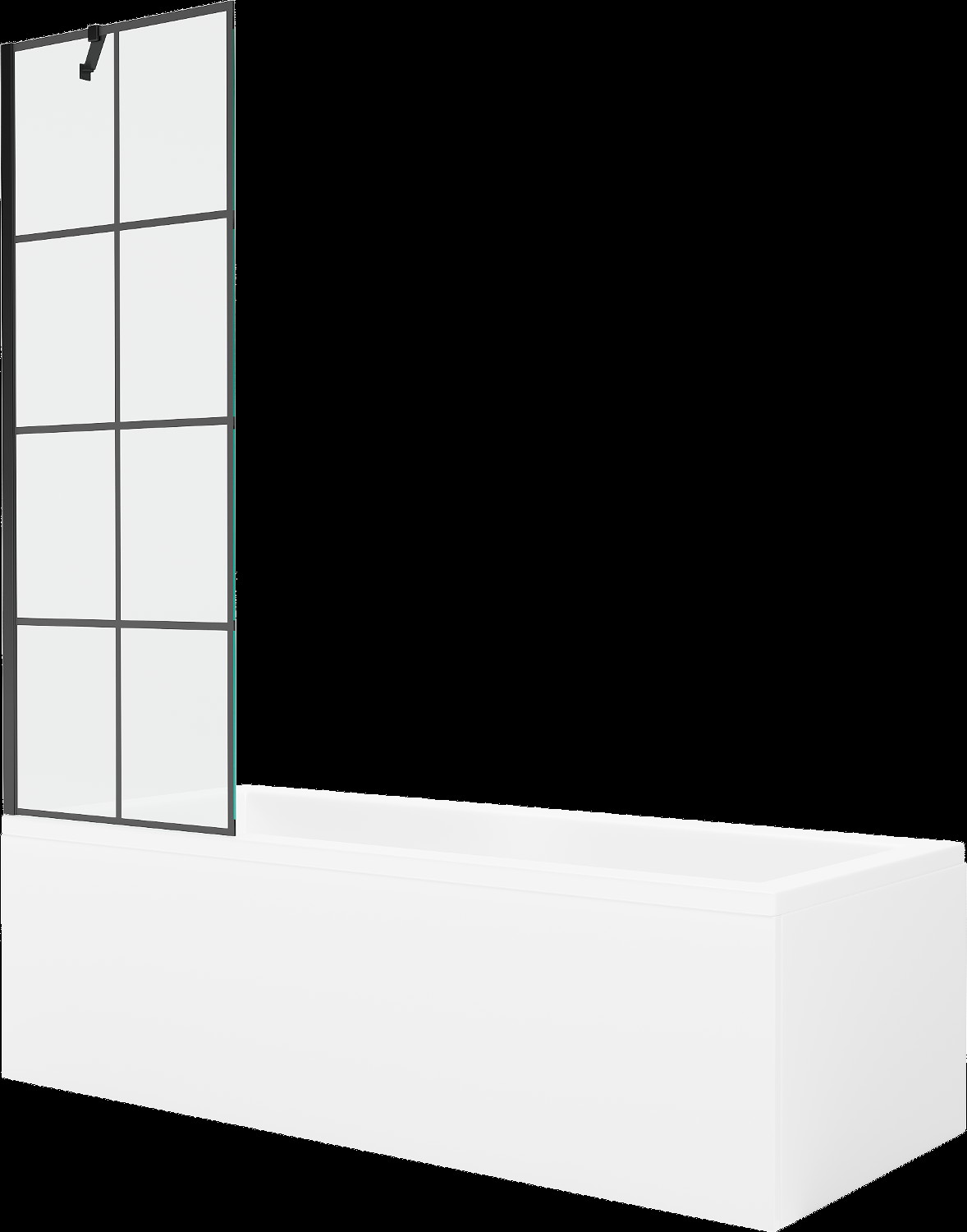 Mexen Cubik obdélníková vana 170 x 70 cm s pláštěm 1-křídlovou zástěnou 60 cm, Černý vzor - 550317070X9506007077