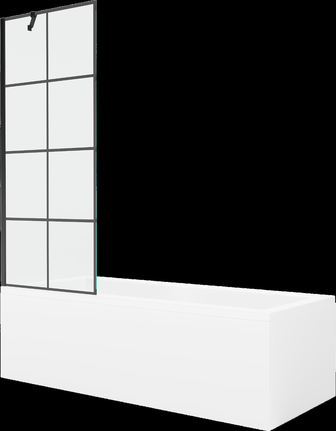 Mexen Cubik obdélníková vana 170 x 70 cm s pláštěm 1-křídlovou zástěnou 70 cm, Černý vzor - 550317070X9507007077