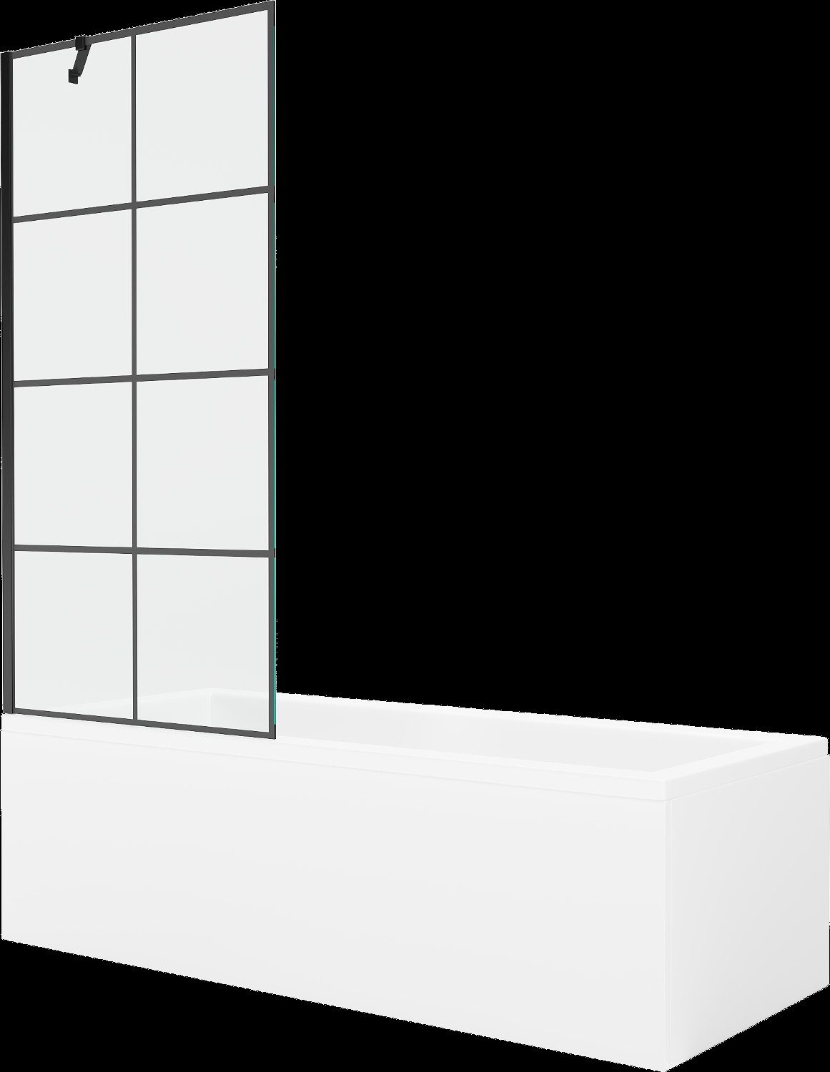 Mexen Cubik obdélníková vana 170 x 70 cm s pláštěm 1-křídlovou zástěnou 80 cm, Černý vzor - 550317070X9508007077