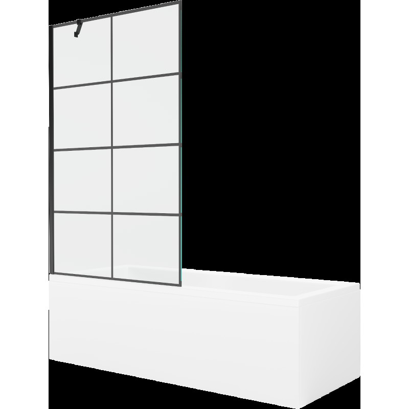 Mexen Cubik obdélníková vana 170 x 70 cm s pláštěm 1-křídlovou zástěnou 100 cm, Černý vzor - 550317070X9510007077