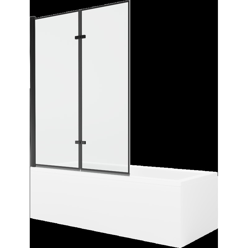 Mexen Cubik obdélníková vana 150 x 70 cms pláštěm 2-křídlovou zástěnou 120 cm, Černý vzor - 550315070X9212027070