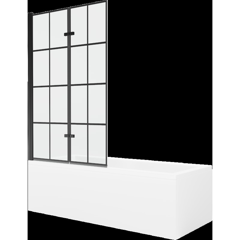 Mexen Cubik obdélníková vana 160 x 70 cms pláštěm 2-křídlovou zástěnou 100 cm, Černý vzor - 550316070X9210027077