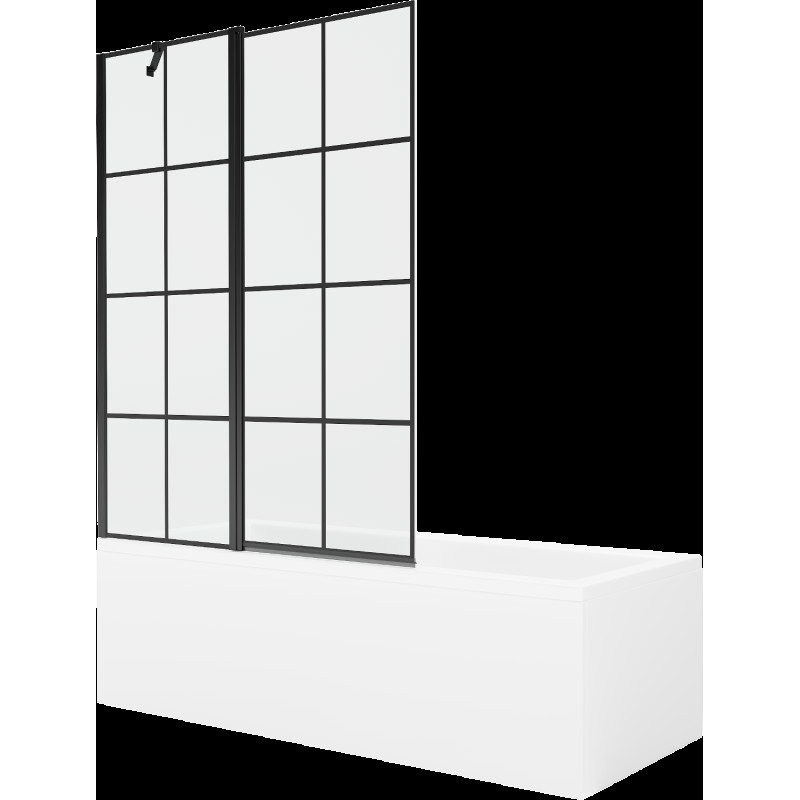 Mexen Cubik obdélníková vana 160 x 70 cm s pláštěm 1-křídlovou zástěnou 120 cm, Černý vzor - 550316070X9412117077