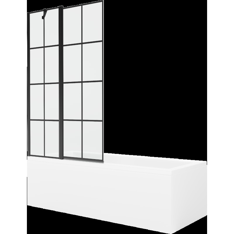 Mexen Cubik obdélníková vana 170 x 70 cm s pláštěm 1-křídlovou zástěnou 100 cm, Černý vzor - 550317070X9410117077