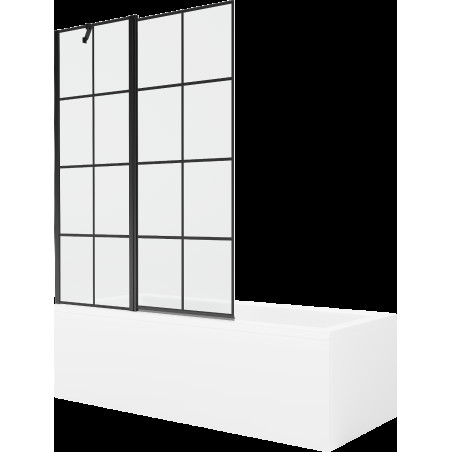 Mexen Cubik obdélníková vana 170 x 70 cm s pláštěm 1-křídlovou zástěnou 120 cm, Černý vzor - 550317070X9412117077