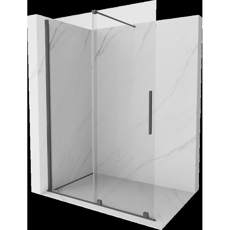 Mexen Velar rozšiřitelná sprchová stěna Walk-in 160 x 200 cm, transparentní 8 mm, broušená gun gray - 871-160-000-03-66