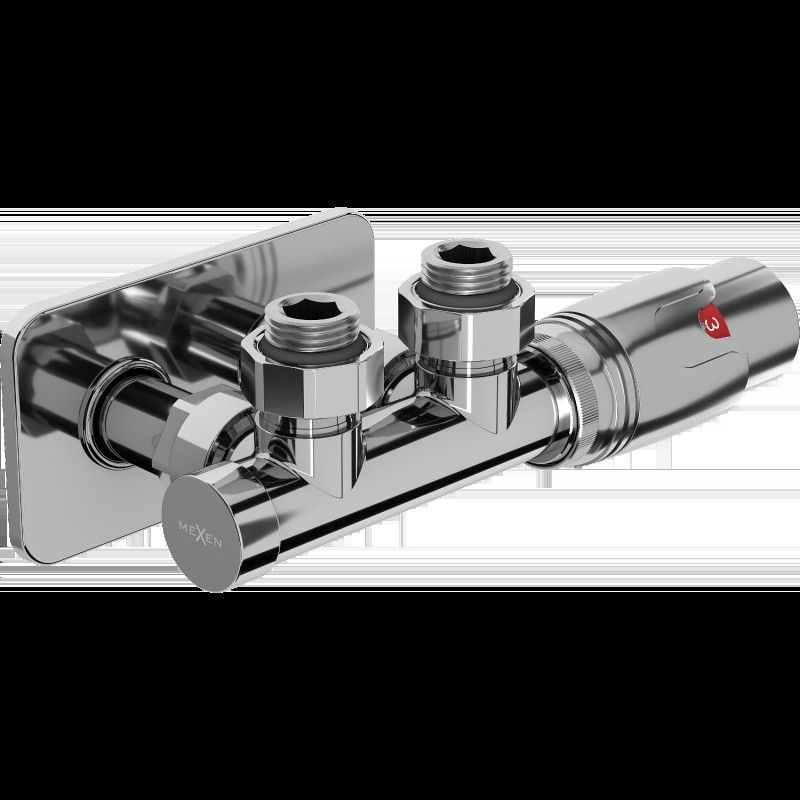 Mexen G00 termostatická úhlová sada s maskovacím S, Duplex, DN50, chrom - W907-900-910-01