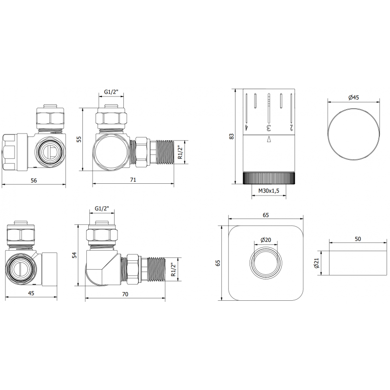 Mexen G05 termostatická sada osová s maskovací sadou S, černá - W903-958-909-70
