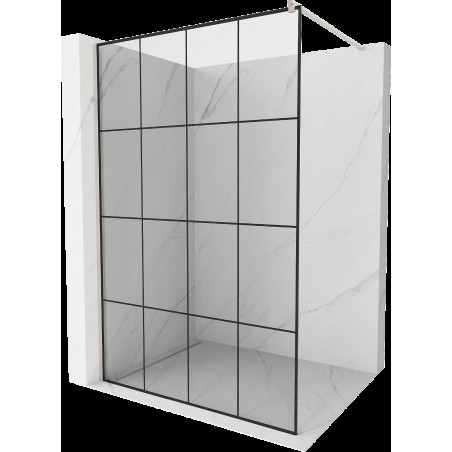 Mexen Kioto zástěna sprchová Walk-in 130 x 200 cm, černý vzor 8 mm, kartáčovaný nikl - 800-130-101-97-77