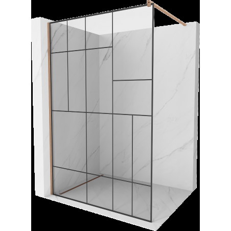 Mexen Kioto sprchová zástěna Walk-in 80 x 200 cm, černý vzor 8 mm, měď kartáčovaná - 800-080-101-65-78