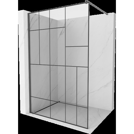 Mexen Kioto sprchová stěna Walk-in 130 x 200 cm, černý vzor 8 mm, gun gray kartáčovaný - 800-130-101-66-78