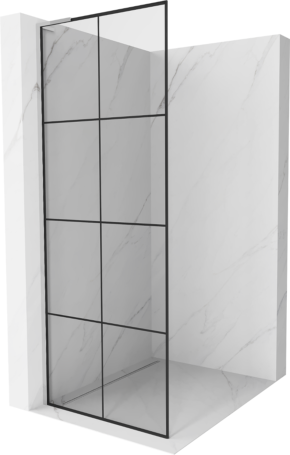 Mexen Kioto L sprchová stěna Walk-in 90 x 200 cm, černý vzor, chrom - 800-090-103-01-77