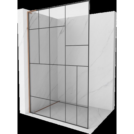 Mexen Kioto L sprchová stěna Walk-in 80 x 200 cm, černý vzor, růžové zlato - 800-080-103-60-78