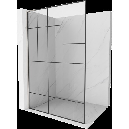 Mexen Kioto L sprchová stěna Walk-in 70 x 200 cm, černý vzor, nerez - 800-070-103-97-78