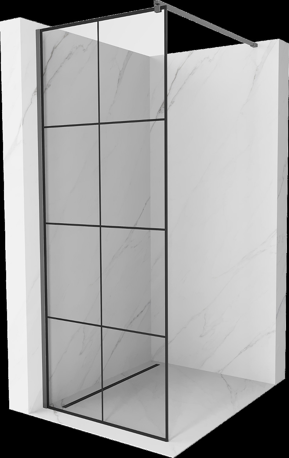 Mexen Kioto sprchová stěna Walk-in 90 x 200 cm, černý vzor 8 mm, gun metal - 800-090-101-95-77