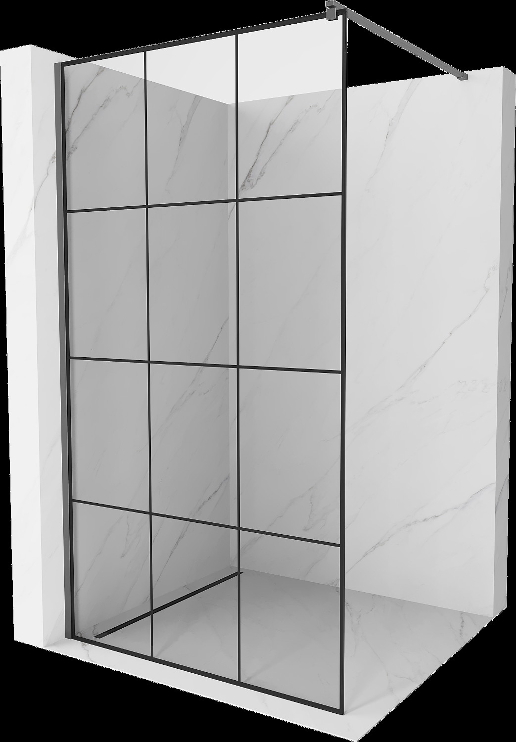 Mexen Kioto sprchová zástěna Walk-in 100 x 200 cm, černý vzor 8 mm, gun metal - 800-100-101-95-77