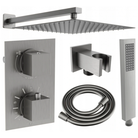 Mexen Cube DR02 podomítkový sprchový set z dešťová specha 30 cm, Grafitově černá - 77502DR0230-66