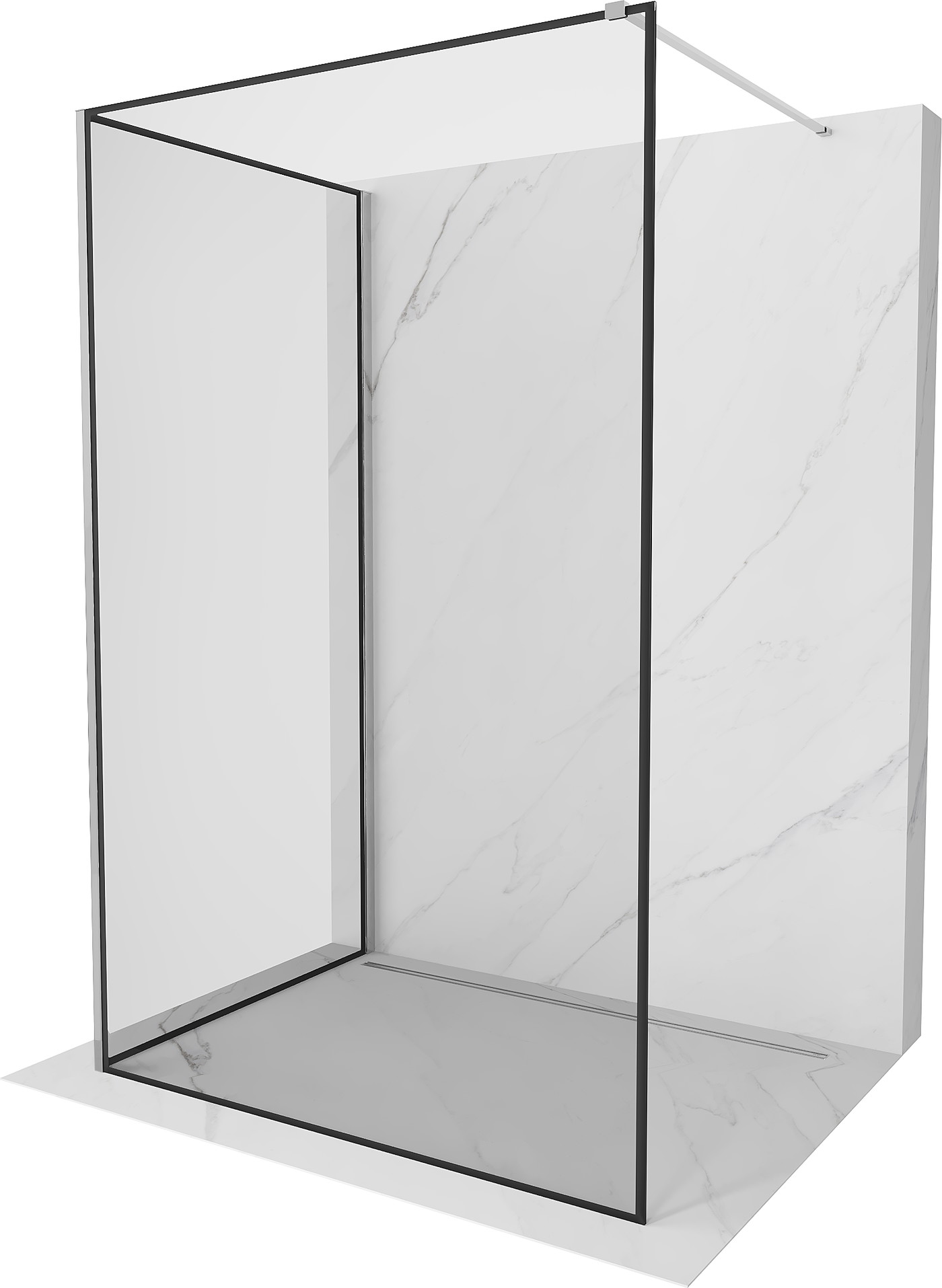 Mexen Kioto sprchová zástěna Walk-in 90 x 90 cm, černý vzor, chrom - 800-090-212-01-70-090